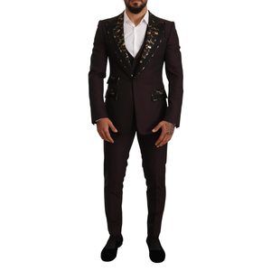 Dolce & Gabbana Purple Jacquard Polyester 3 Piece Set Suit